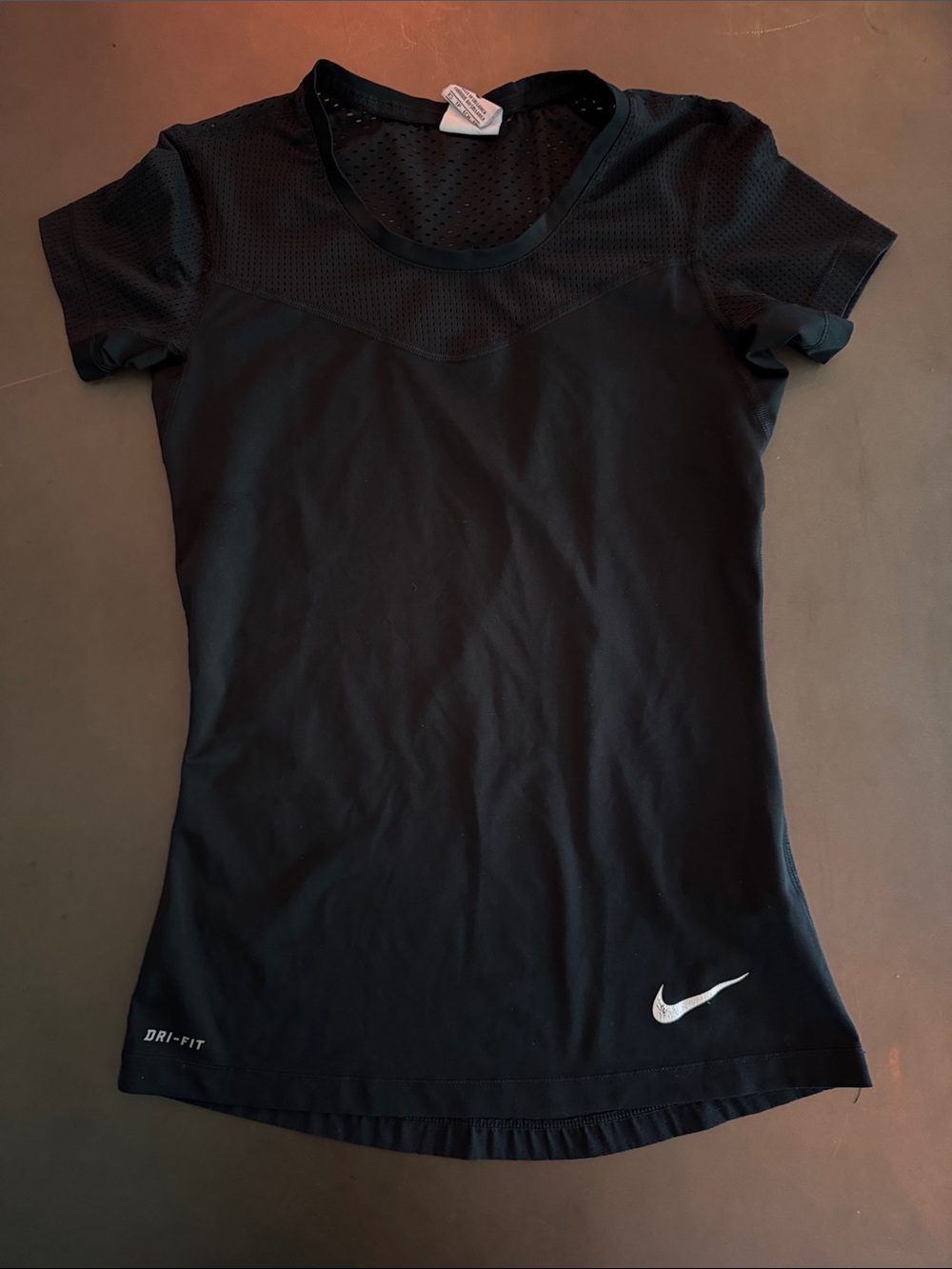 Nike Black Short-Sleeve Dri-FIT Tee with White Swoosh